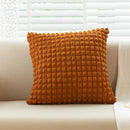 Cream style elastic puff plaid cushion cover living room decor by Decorbites