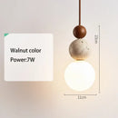 GobekUsa Cream Style LED Pendant Lamp for Bedroom, Stone Wood Design