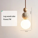 GobekUsa Cream Style LED Pendant Lamp for Bedroom, Stone Wood Design