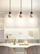 GobekUsa Cream Style LED Pendant Lamp for Bedroom, Stone Wood Design