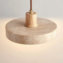 GobekUsa Cream Style Wood Walnut Stone Pendant Light for Bedroom, E27 Bulb