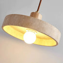 GobekUsa Cream Style Wood Walnut Stone Pendant Light for Bedroom, E27 Bulb