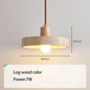 GobekUsa Cream Style Wood Walnut Stone Pendant Light for Bedroom, E27 Bulb