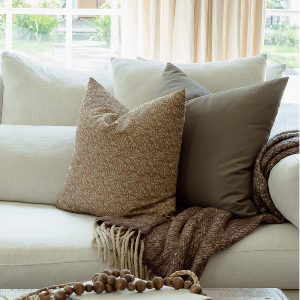 Louisa Brown Floral Pillow Cover, photo 2 of 5