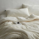 GobekUsa 100% Cotton Foam Yarn Bedding Set with Solid Color Jacquard Design