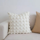 Cream white plaid 3d bubble cushion cover living room decor by Decorbites