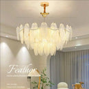 GobekUsa Cream Wind Feather Pearl Crystal Chandelier for Luxury Living Room and Bedroom
