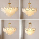 GobekUsa Cream Wind Feather Pearl Crystal Chandelier for Luxury Living Room and Bedroom