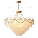 GobekUsa Cream Wind Feather Pearl Crystal Chandelier for Luxury Living Room and Bedroom