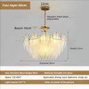 GobekUsa Cream Wind Feather Pearl Crystal Chandelier for Luxury Living Room and Bedroom