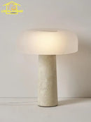 GobekUsa Cream Wind Mushroom Desk Lamp LED Marble Art Decor Living Study Decor