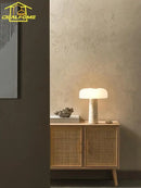 GobekUsa Cream Wind Mushroom Desk Lamp LED Marble Art Decor Living Study Decor