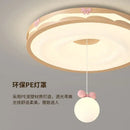 GobekUsa Cream Wind Walnut Round Master Bedroom Lamp Warm Retro Hanging Ball Ceiling