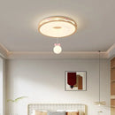 GobekUsa Cream Wind Walnut Round Master Bedroom Lamp Warm Retro Hanging Ball Ceiling