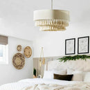 GobekUsa Creamy Bohemian Wabi Sabi Fabric Chandelier for Creative Bedroom and Dining Room