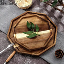 Creative acacia wood plate natural & walnut dining room trays by Decorbites