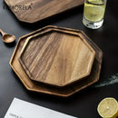 Creative acacia wood plate natural & walnut dining room trays by Decorbites