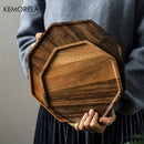 Creative acacia wood plate natural & walnut dining room trays by Decorbites