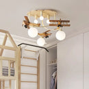 GobekUsa Airplane LED Wooden Plane Chandelier for Kids Room, Boys Bedroom, Creative Lighting