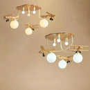 GobekUsa Airplane LED Wooden Plane Chandelier for Kids Room, Boys Bedroom, Creative Lighting