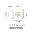 Creative alphabet glass juice cup with gold inscription kitchen mug by Decorbites