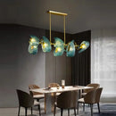 GobekUsa Blue Glass Luxury Brass Ceiling Pendant Light - Creative Flower Design