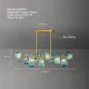 GobekUsa Blue Glass Luxury Brass Ceiling Pendant Light - Creative Flower Design