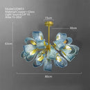 GobekUsa Blue Glass Luxury Brass Ceiling Pendant Light - Creative Flower Design