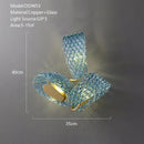 GobekUsa Blue Glass Luxury Brass Ceiling Pendant Light - Creative Flower Design