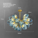 GobekUsa Blue Glass Luxury Brass Ceiling Pendant Light - Creative Flower Design