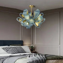 GobekUsa Blue Glass Luxury Brass Ceiling Pendant Light - Creative Flower Design
