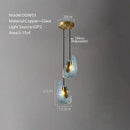 GobekUsa Blue Glass Luxury Brass Ceiling Pendant Light - Creative Flower Design