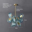 GobekUsa Blue Glass Luxury Brass Ceiling Pendant Light - Creative Flower Design
