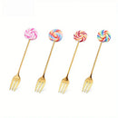 Creative candy donut dessert fork and gold spoon set dining room by Decorbites