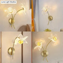 GobekUsa Creative Floral Decorative Gold LED Wall Lamp For Bedroom Bedside Living Room Lighting Fixture