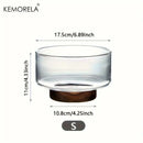 GobekUsa Creative Glass Fruit Bowl with Wood Base - Large Salad Bowl for Snacks, Popcorn, Nuts, and More