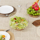 GobekUsa Creative Glass Fruit Bowl with Wood Base - Large Salad Bowl for Snacks, Popcorn, Nuts, and More