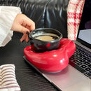 GobekUsa Creative Heart Porcelain Coffee Mug & Saucer Set
