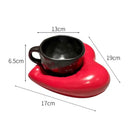 GobekUsa Creative Heart Porcelain Coffee Mug & Saucer Set