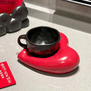 GobekUsa Creative Heart Porcelain Coffee Mug & Saucer Set