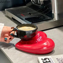 GobekUsa Creative Heart Porcelain Coffee Mug & Saucer Set