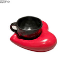 GobekUsa Creative Heart Porcelain Coffee Mug & Saucer Set