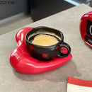 GobekUsa Creative Heart Porcelain Coffee Mug & Saucer Set