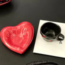 GobekUsa Creative Heart Porcelain Coffee Mug & Saucer Set