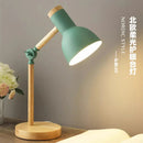 GobekUsa Creative Nordic Table Lamp Wooden Art LED Turn Head Simple Bedside Desk Light/Eye Protection Reading&Bedroom Study Lamp