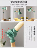 GobekUsa Creative Nordic Table Lamp Wooden Art LED Turn Head Simple Bedside Desk Light/Eye Protection Reading&Bedroom Study Lamp