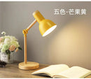 GobekUsa Creative Nordic Table Lamp Wooden Art LED Turn Head Simple Bedside Desk Light/Eye Protection Reading&Bedroom Study Lamp