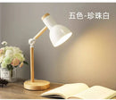 GobekUsa Creative Nordic Table Lamp Wooden Art LED Turn Head Simple Bedside Desk Light/Eye Protection Reading&Bedroom Study Lamp