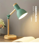 GobekUsa Creative Nordic Table Lamp Wooden Art LED Turn Head Simple Bedside Desk Light/Eye Protection Reading&Bedroom Study Lamp