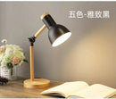 GobekUsa Creative Nordic Table Lamp Wooden Art LED Turn Head Simple Bedside Desk Light/Eye Protection Reading&Bedroom Study Lamp